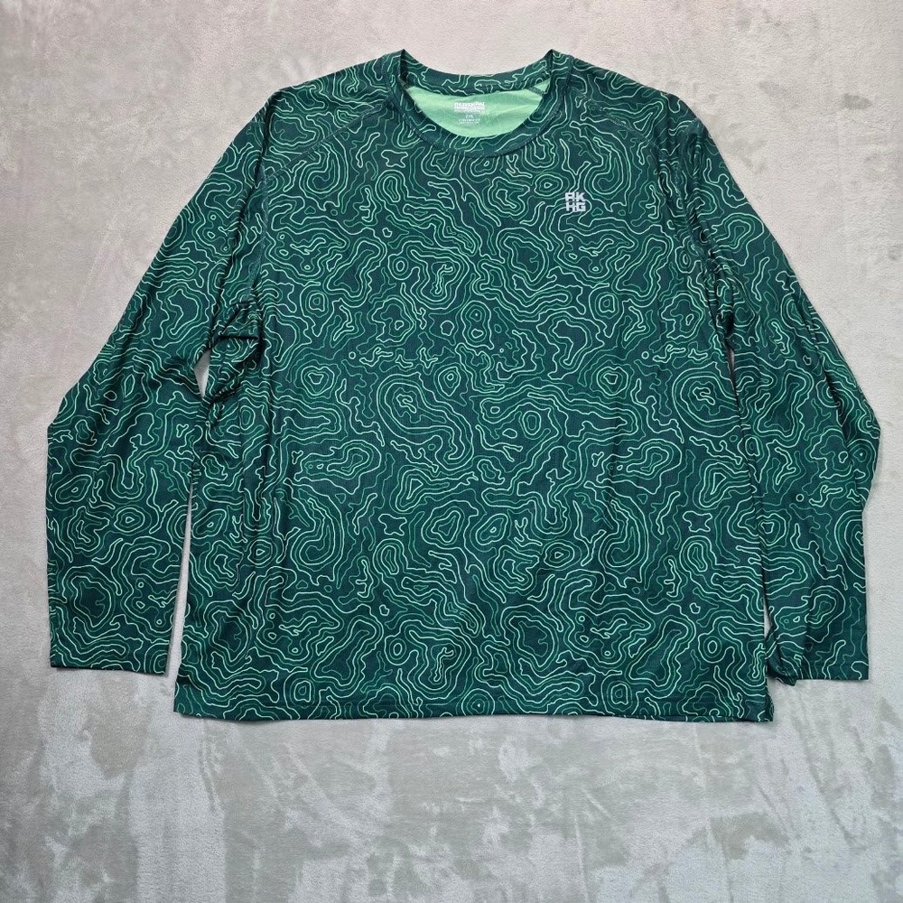 Alaskan Hardgear Duluth Trading Co Mens 2XL Green Topo Map Long Sleeve Shirt